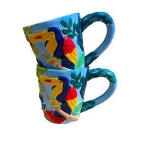 Centrum Jungle Toucan & Parrot Birds Mugs set of 2